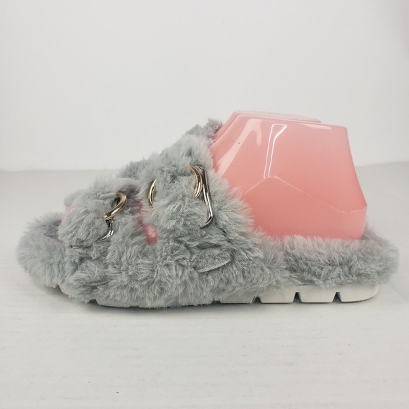 J/Slides Urban Sport Womens Slippers BABEE Gray Faux Fur Slide  Size 8 M - Picture 8 of 10